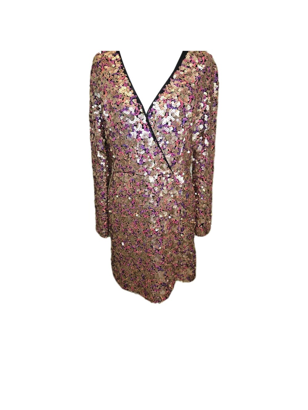 ml monique lhuillier sequined cocktail dress Long Sleeve Wrap Style Mini Sparkly
